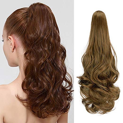 20〞Claw Ponytail Clip in Hair Extensions Hairpiece Synthetic Light Curly Soft Silky Nature Looking Heat-Resisting Different Colors for Women Fashion and Beauty-4/30#